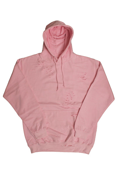 Pink distressed hoodie on sale