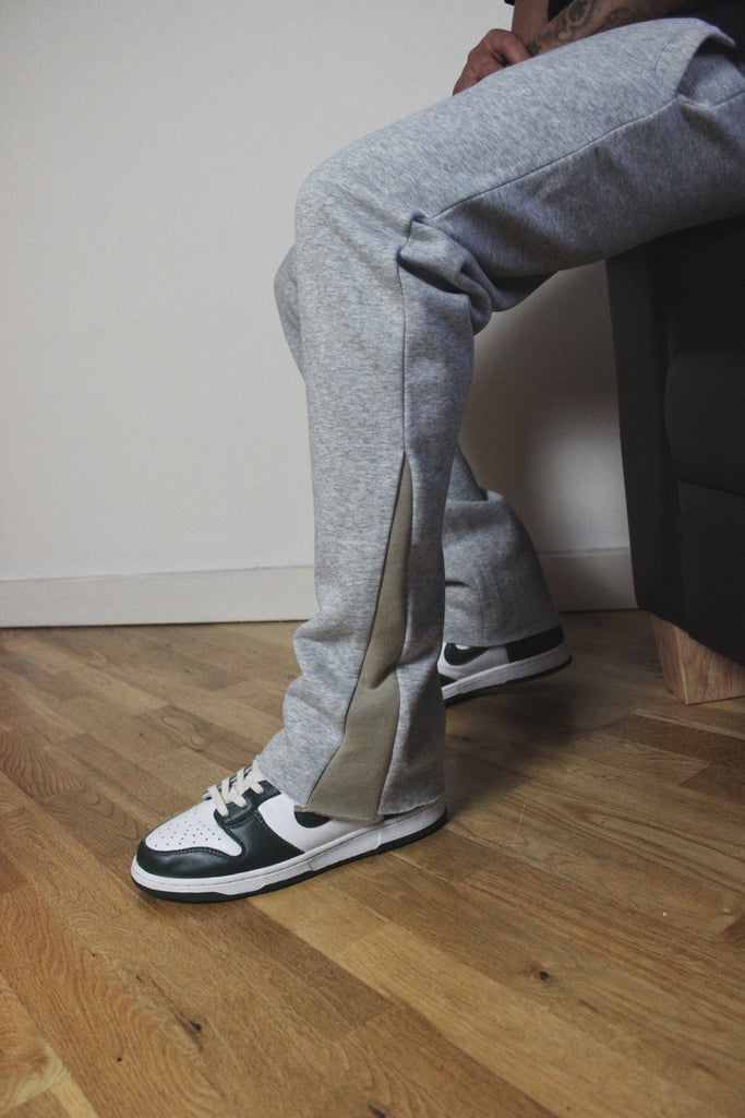 Reworked Flare Joggers - Grey/Beige